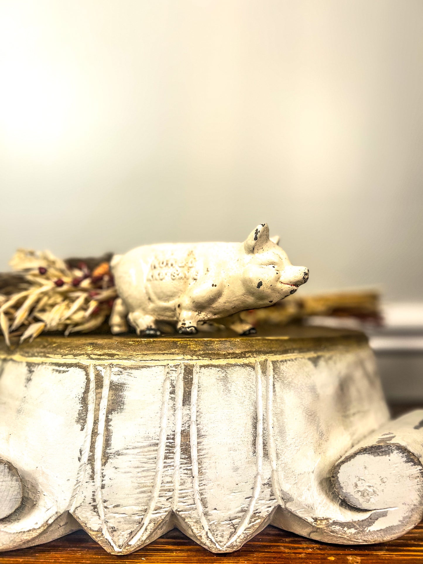 Vintage cast iron pig bank