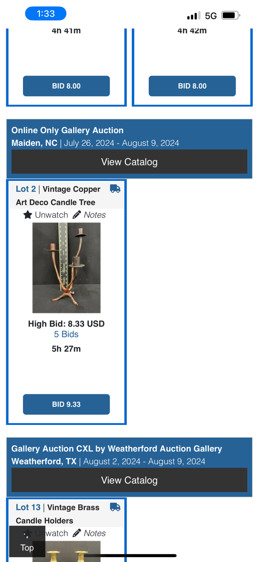 Vintage Copper Art Deco candle Tree