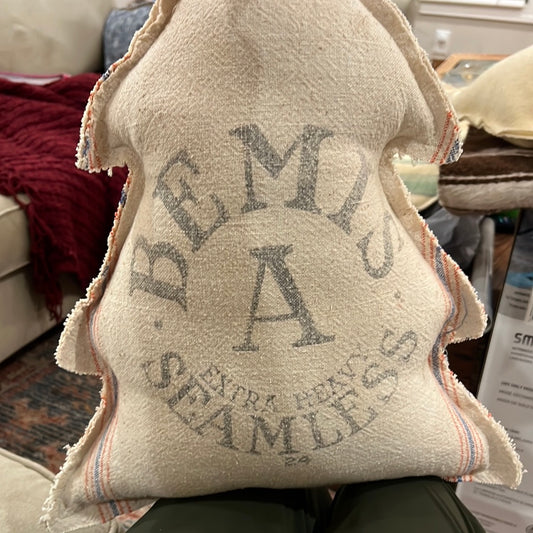 Vintage Feed Sack Pillow-19 inches