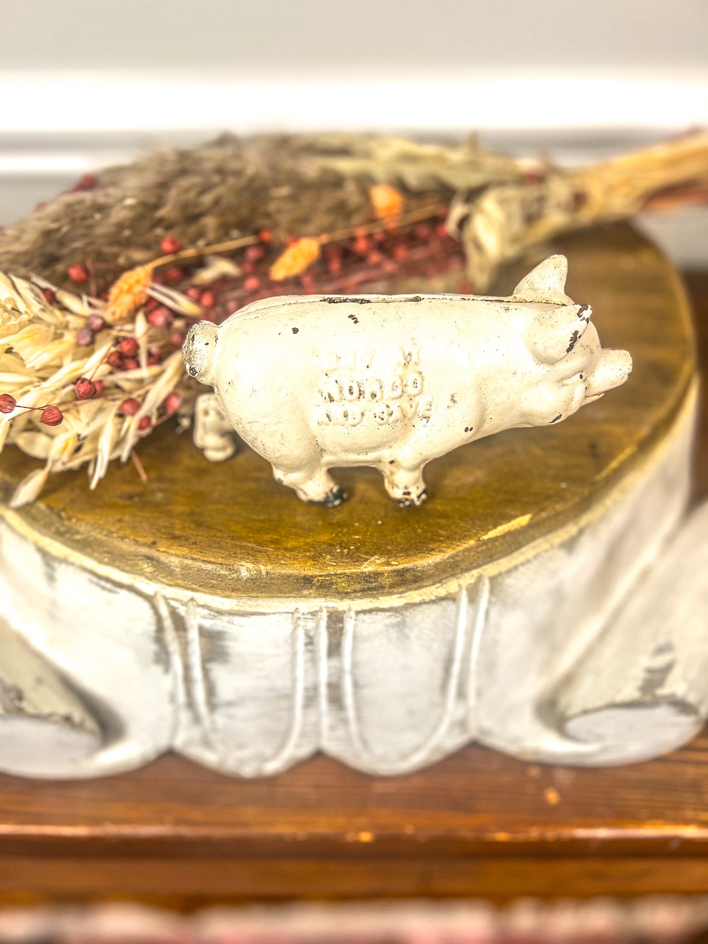 Vintage cast iron pig bank