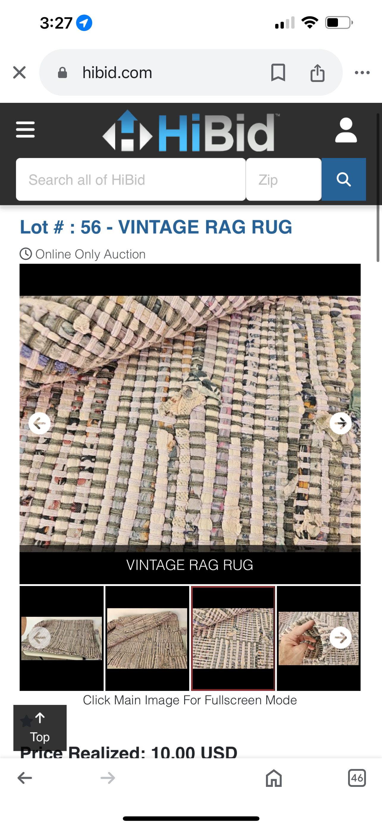 Vintage rag rug- lavender-56x36