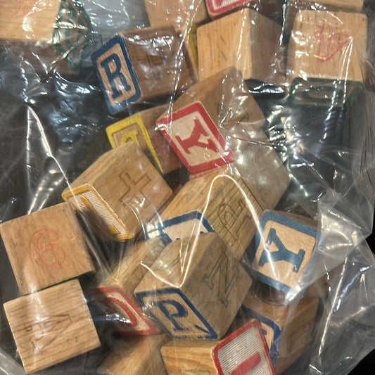 Vintage Wood Blocks-bag full