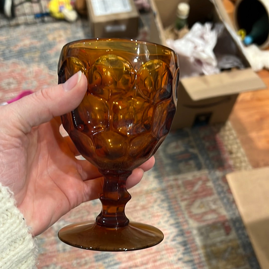 Vintage Imperial Glass Amber Wine Goblets (7)