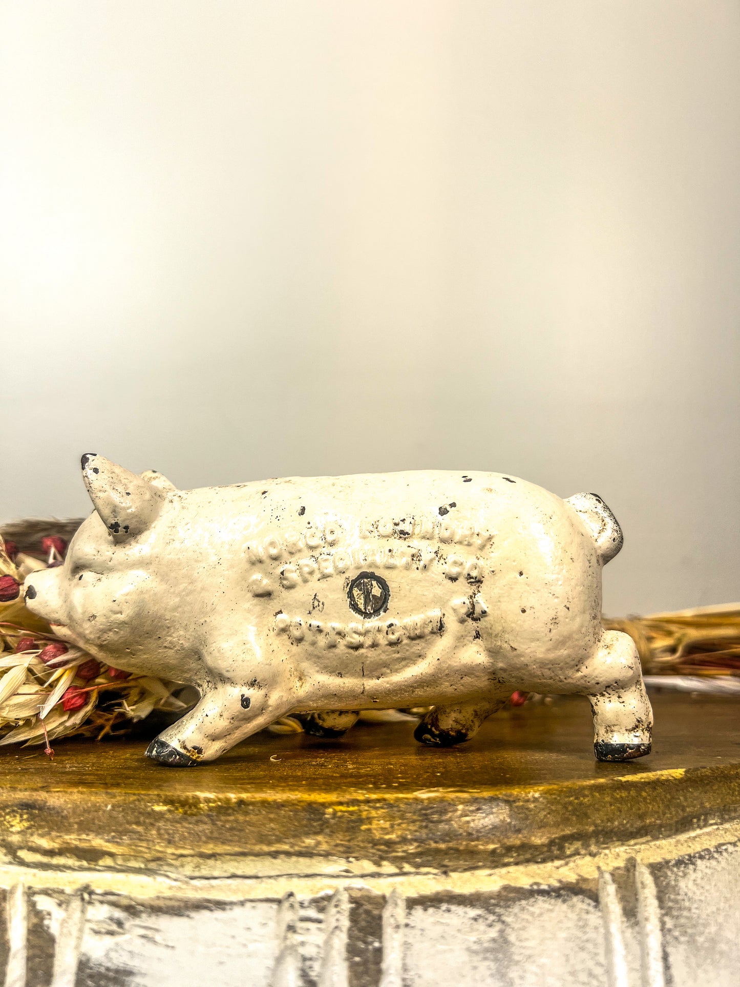 Vintage cast iron pig bank