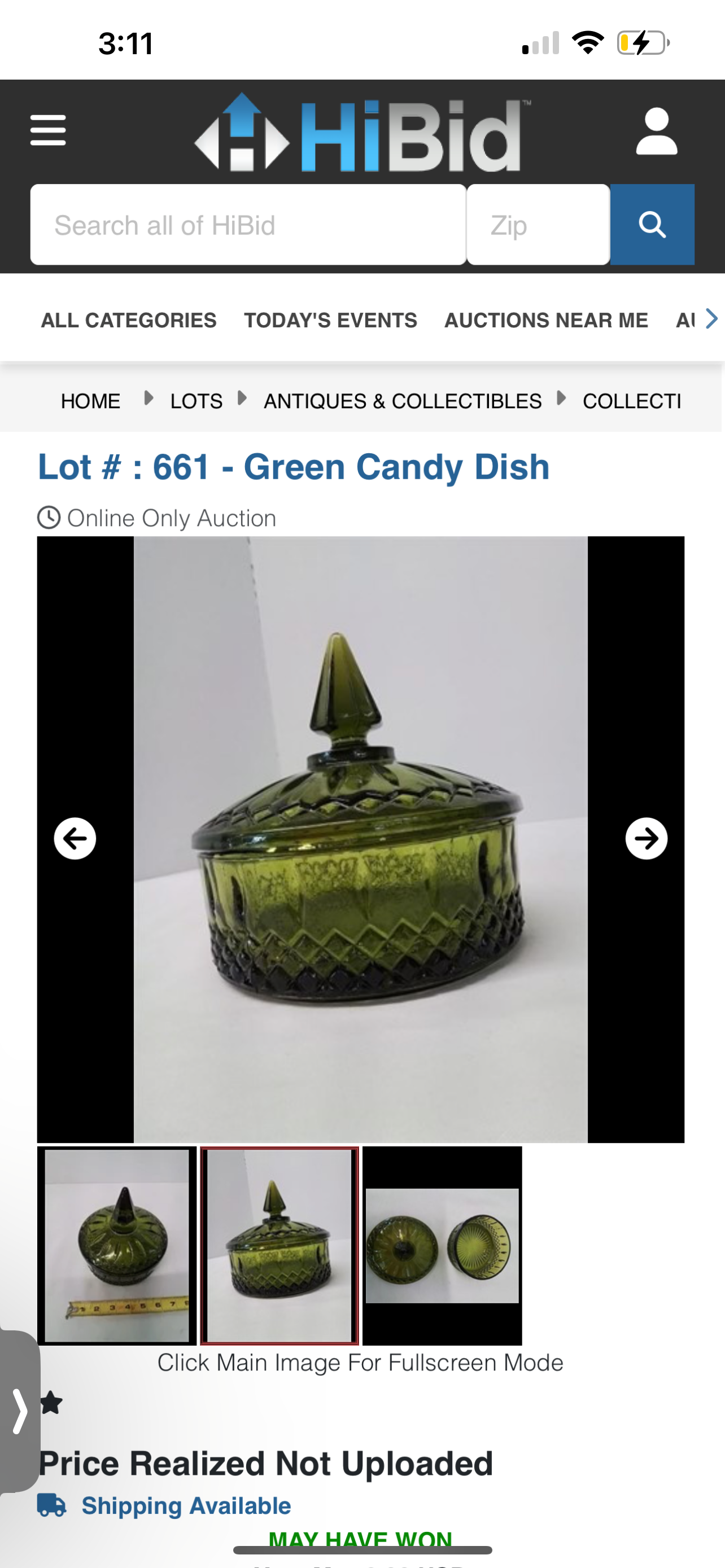 Vintage green lidded candy dish