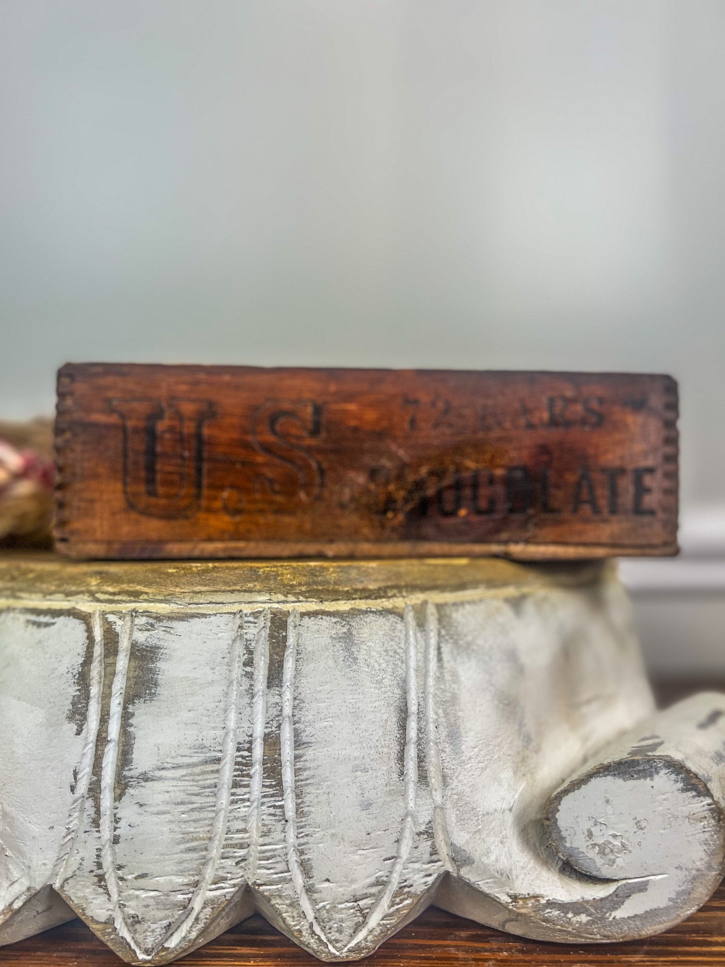 Vintage U.S. Chocolates wood crate