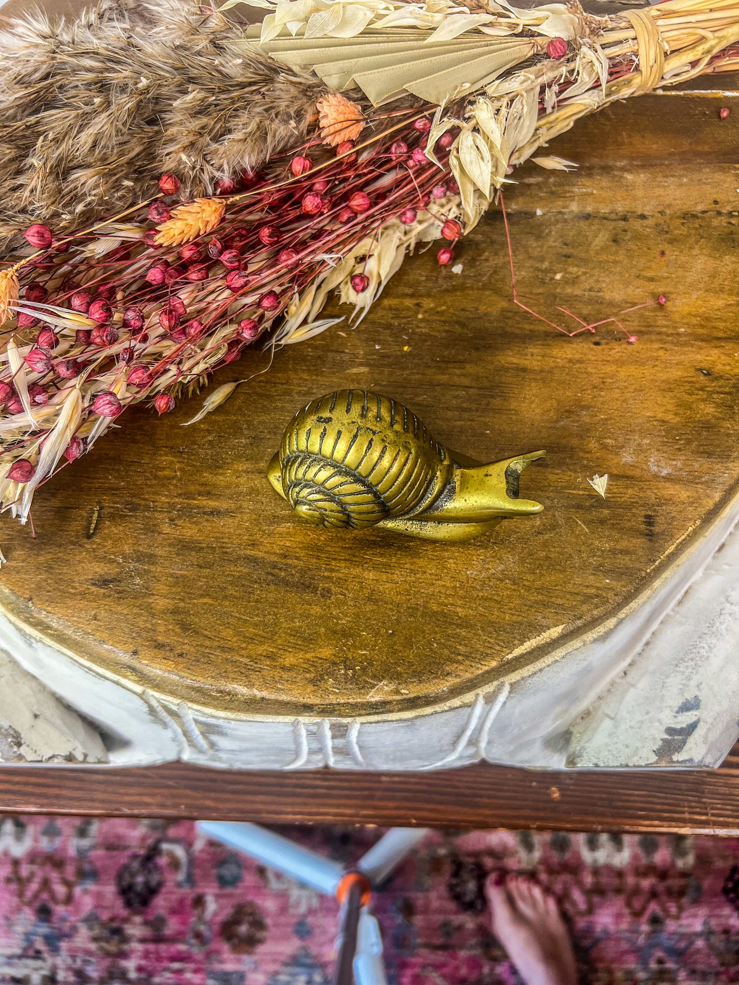 Vintage solid brass 3” long snail paperweight