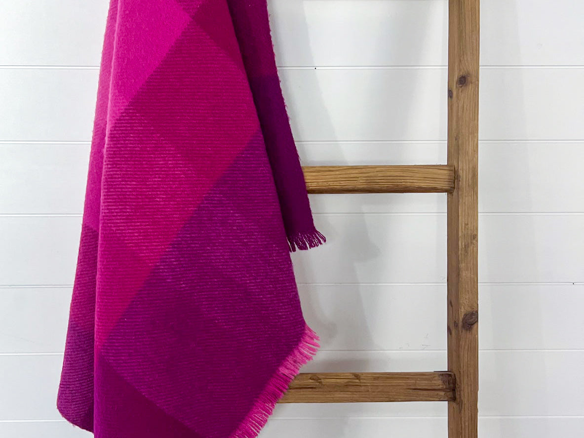 Vintage Bright Pink Wool Blanket