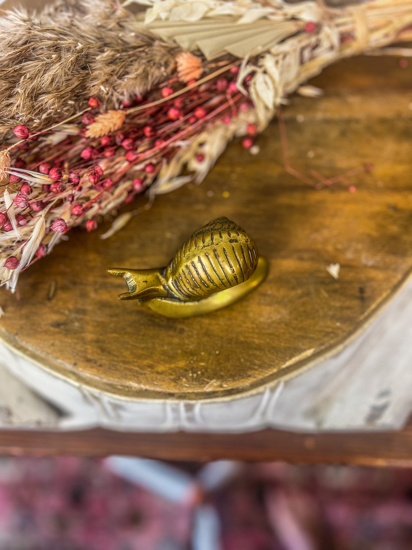 Vintage solid brass 3” long snail paperweight