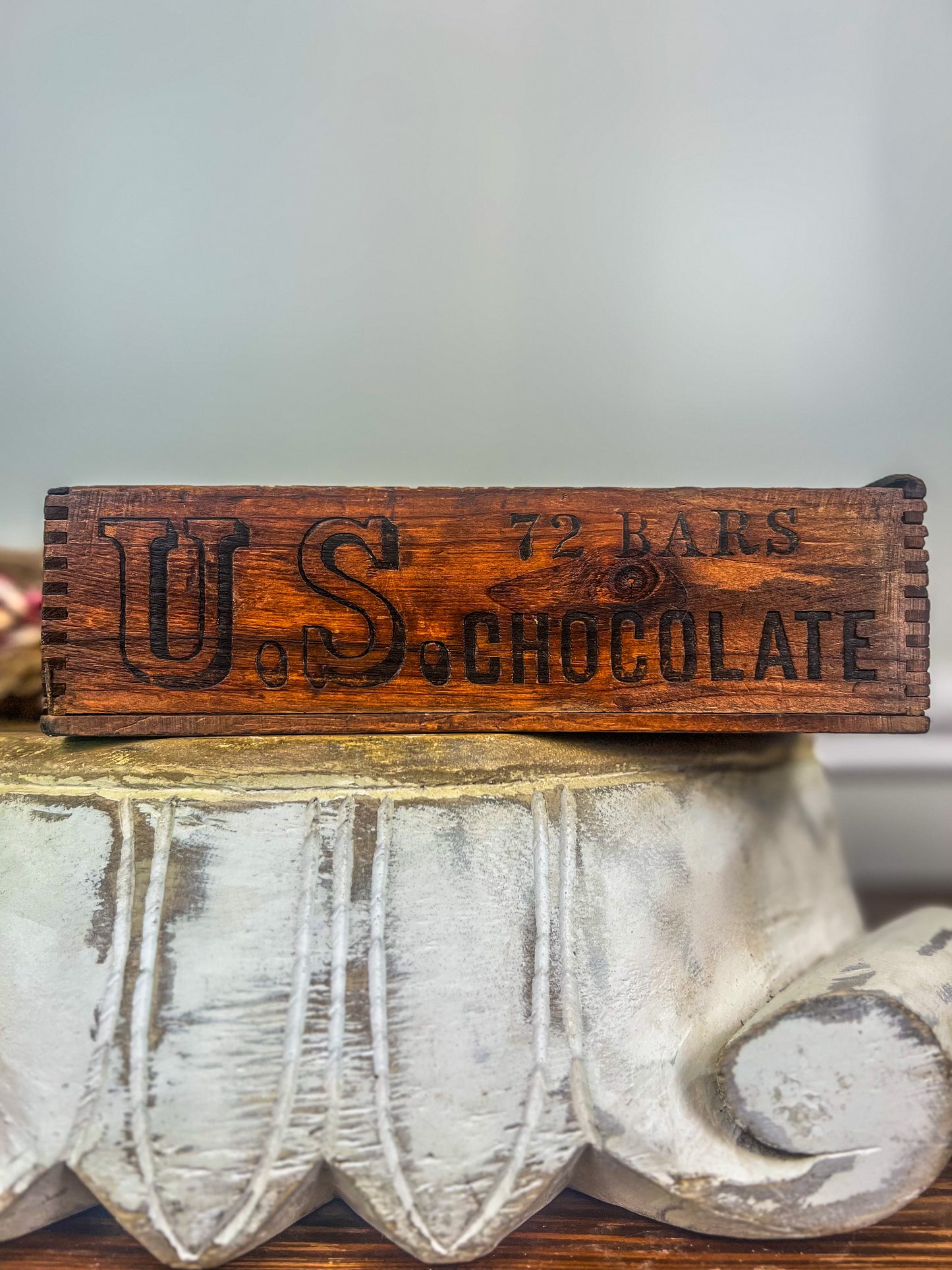 Vintage U.S. Chocolates wood crate