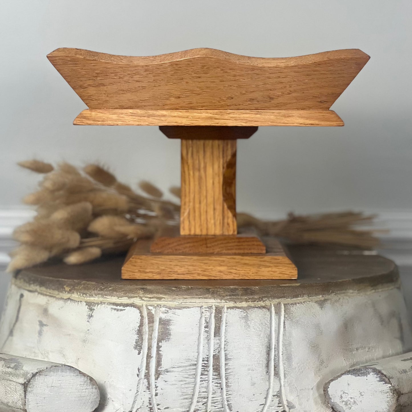 Vintage wood pedestal bowl