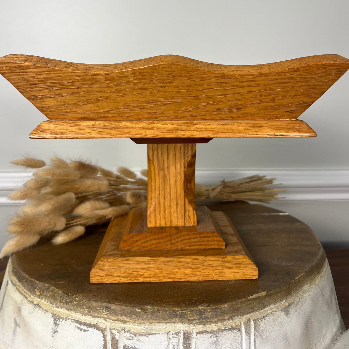 Vintage wood pedestal bowl