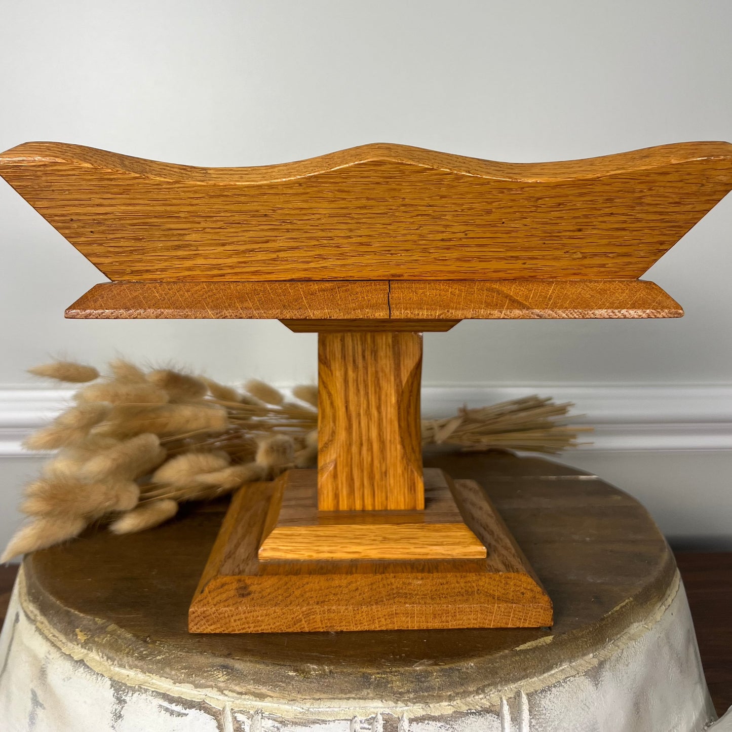 Vintage wood pedestal bowl