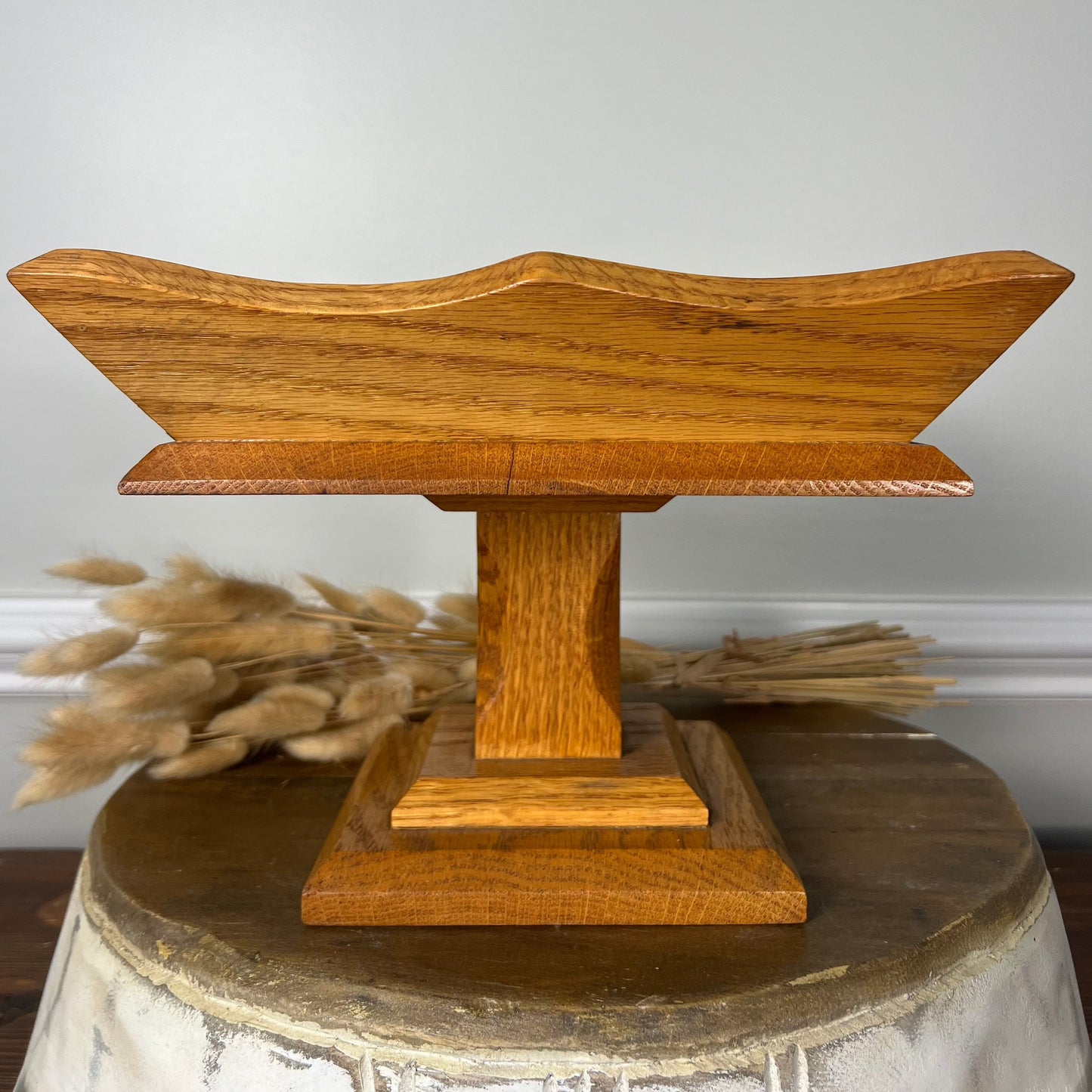 Vintage wood pedestal bowl