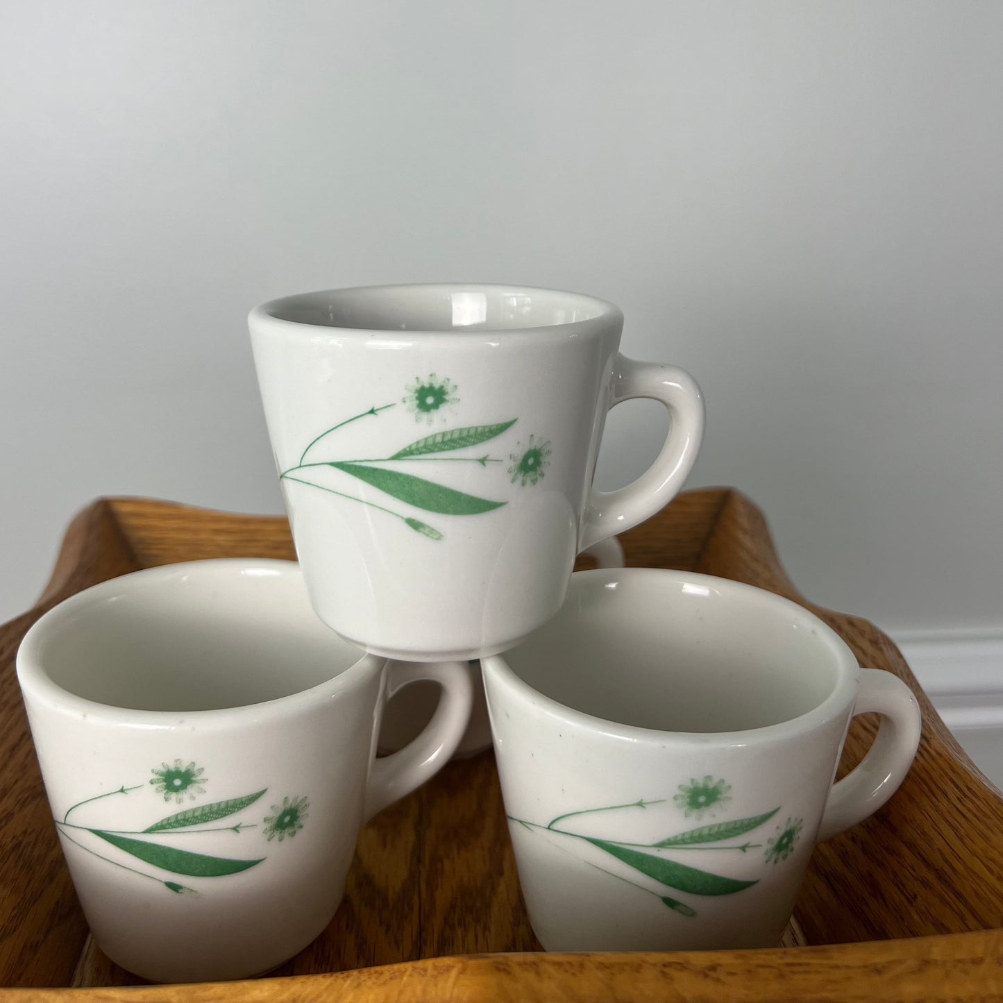 Vintage Homer Laughlin Mugs Best China Green Floral Pattern