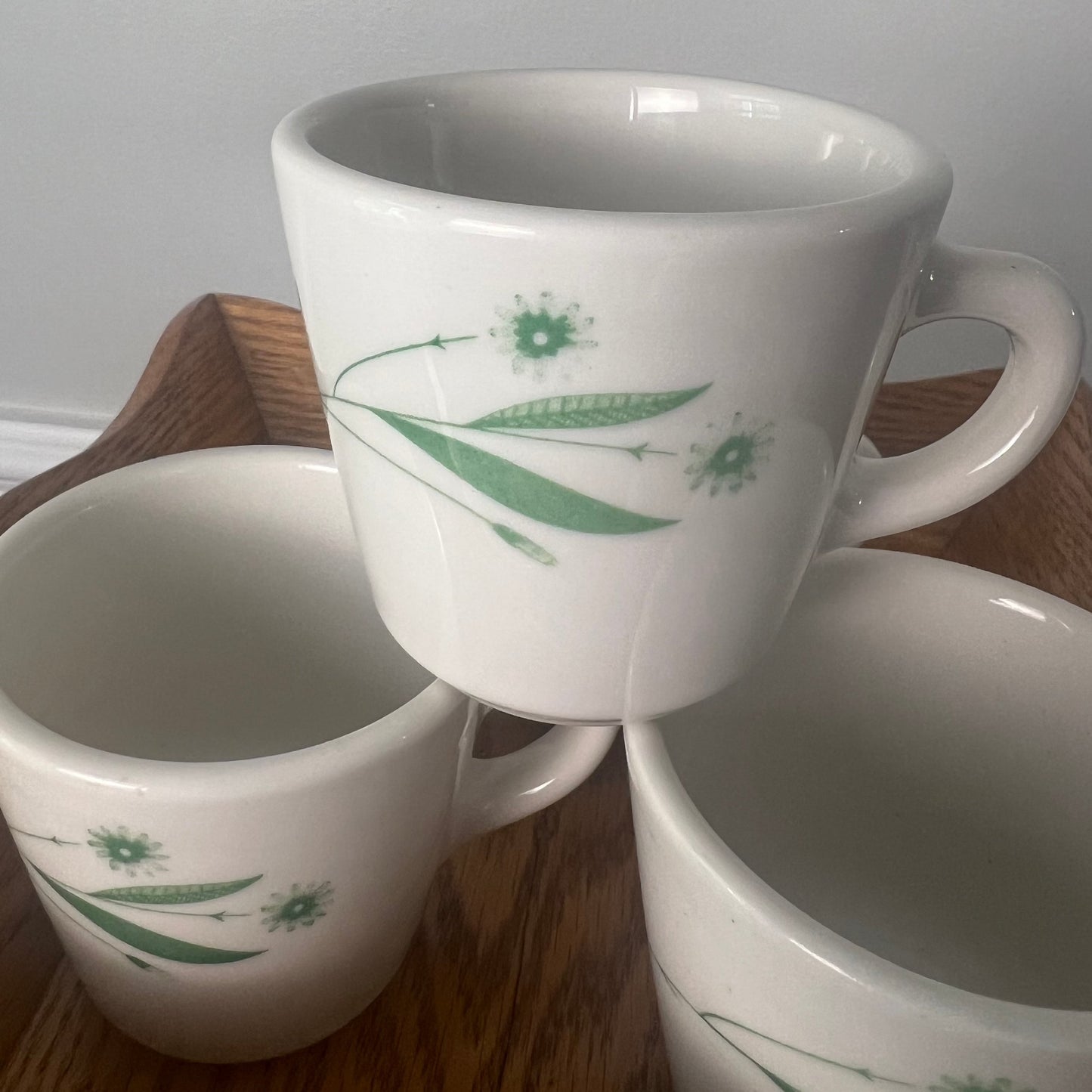 Vintage Homer Laughlin Mugs Best China Green Floral Pattern