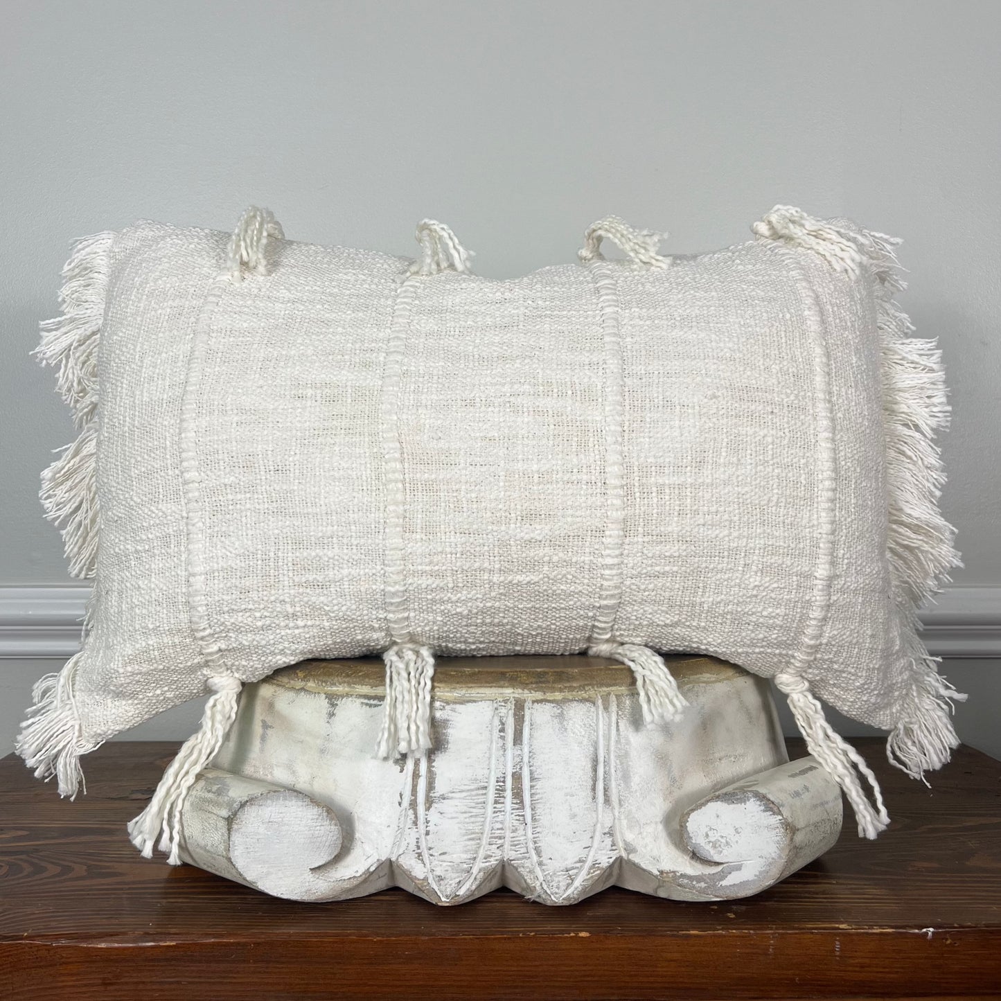 Kylie Stripes Cotton Filled Pillow 14”x22” Tassels and Fringe