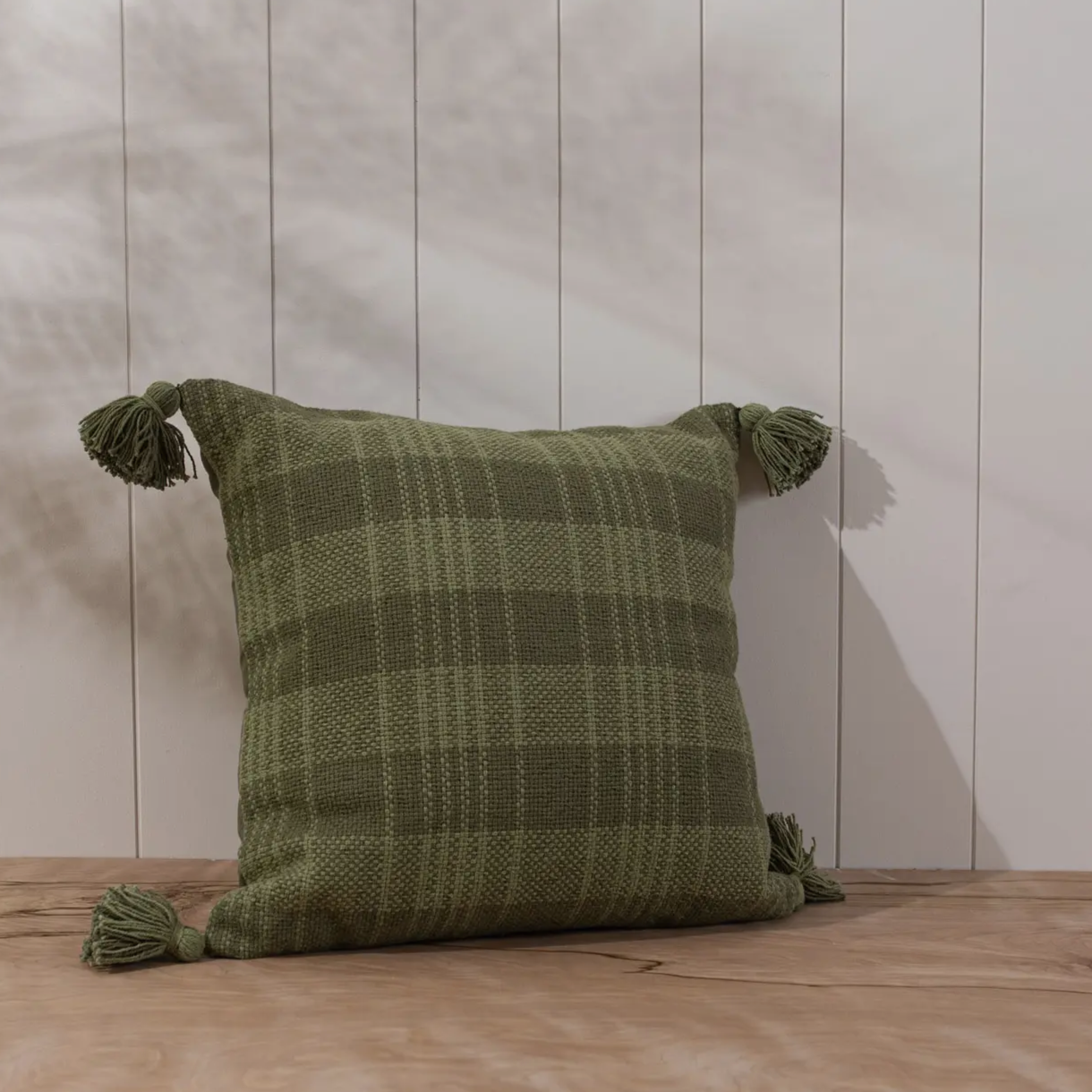 Nasser Plaid Green Pillow- 18"x18"