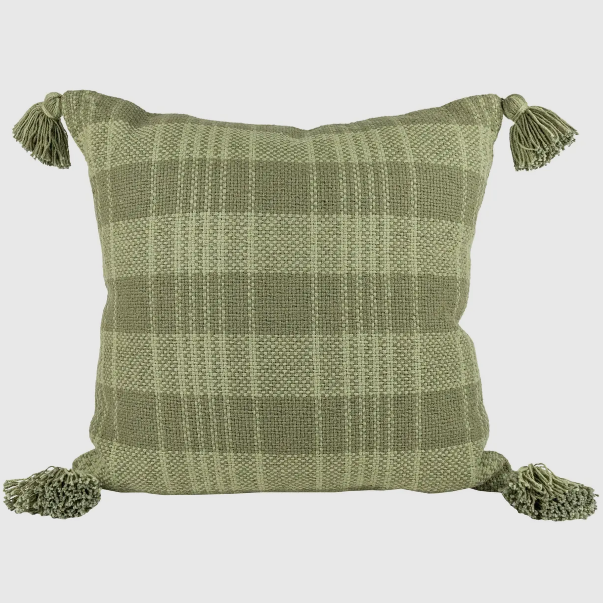 Nasser Plaid Green Pillow- 18"x18"