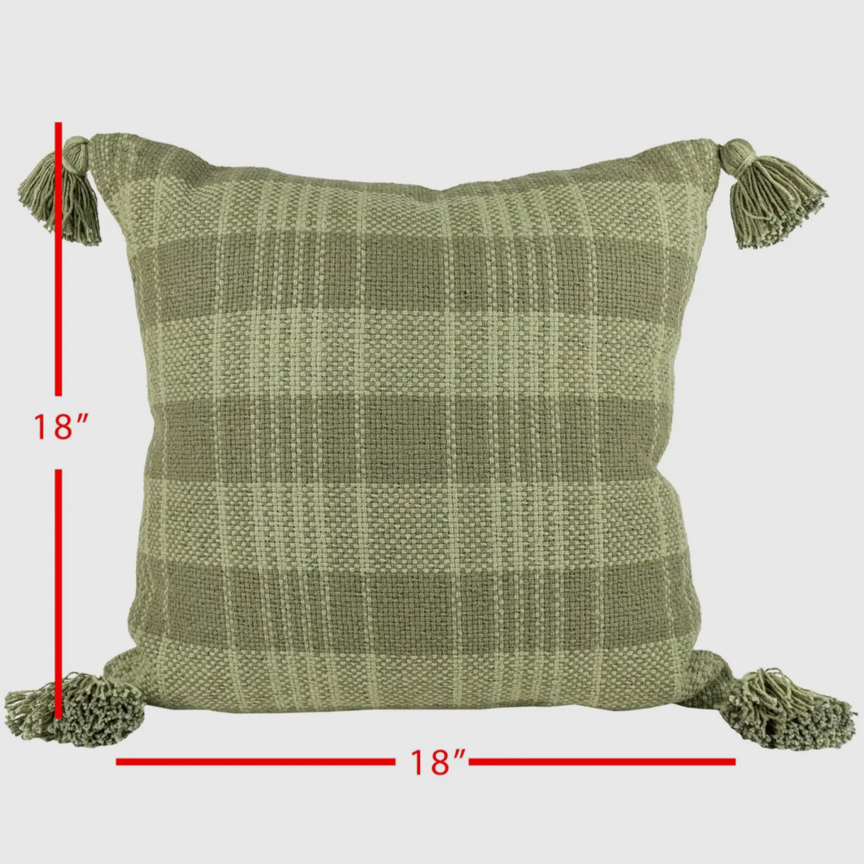 Nasser Plaid Green Pillow- 18"x18"