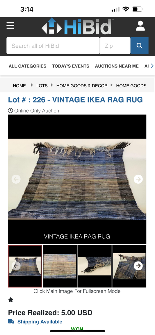 Vintage rag rug-blues- 27x46