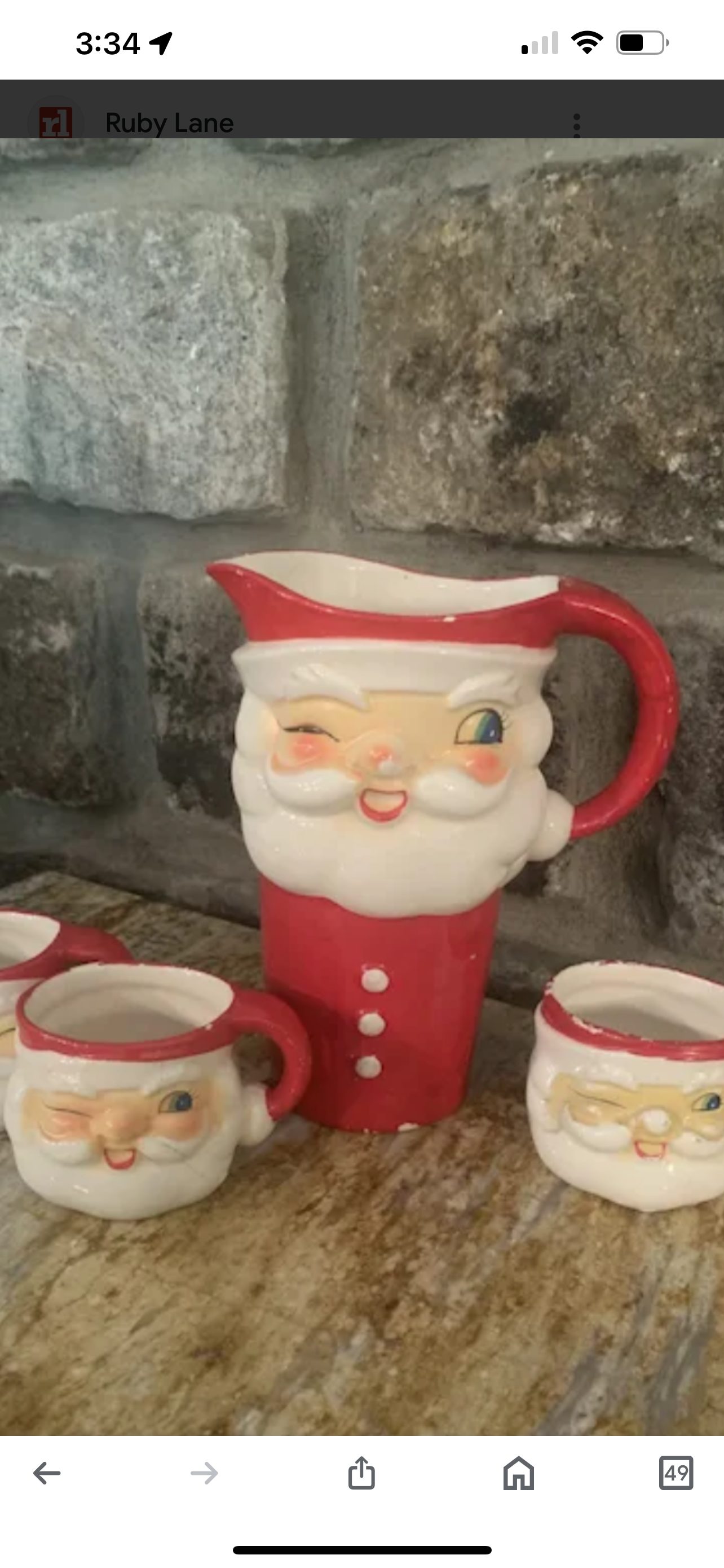 Vintage Santa Claus Pitcher & one Mug