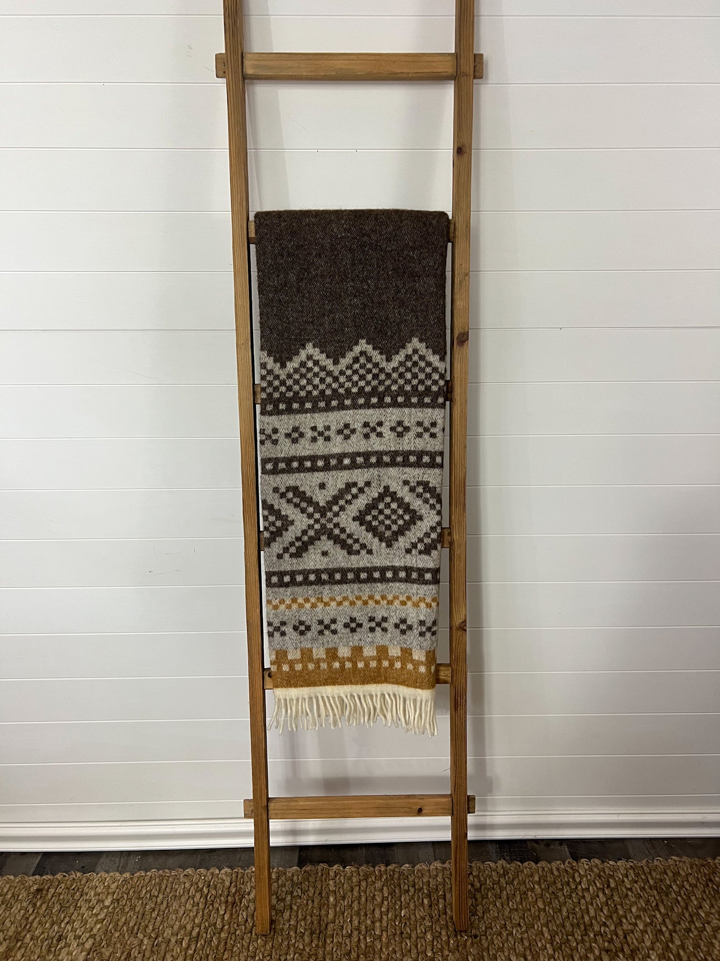 Vintage wool blanket with fringe