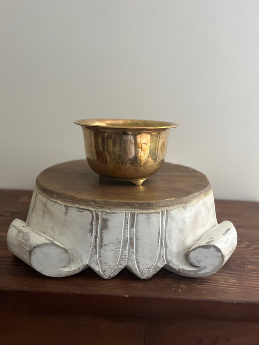 Vintage brass planter with etchings