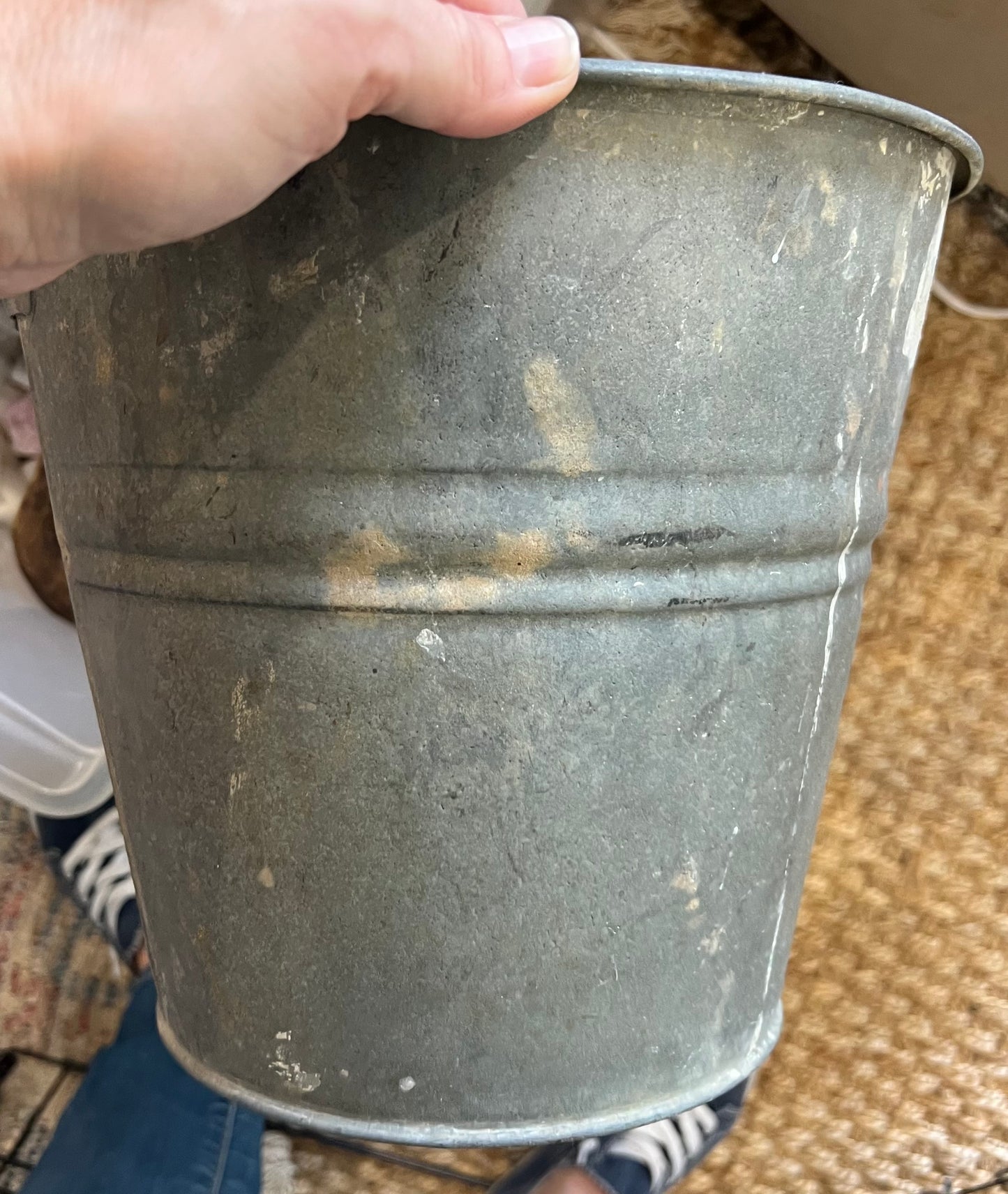 Vintage galvanized bucket with handle