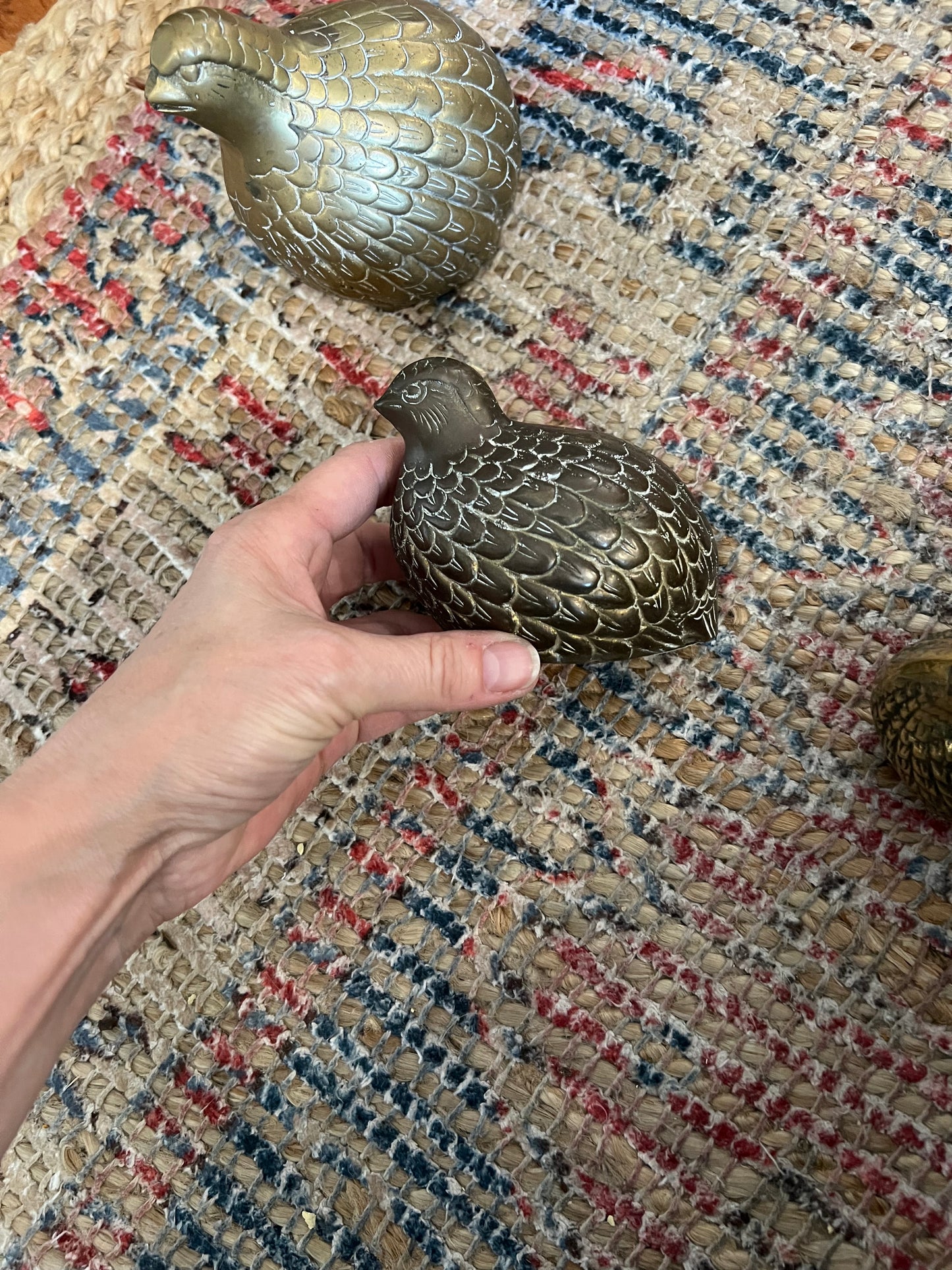 vintage brass quail- set of 2